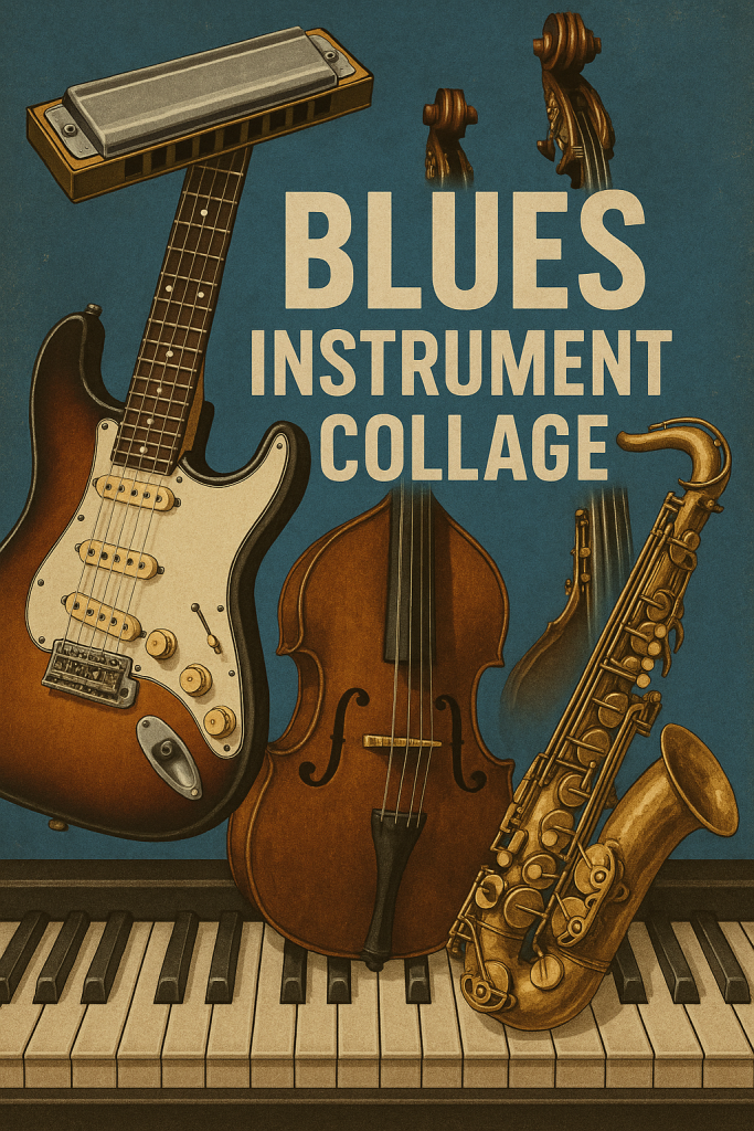 Blues insrument collage
